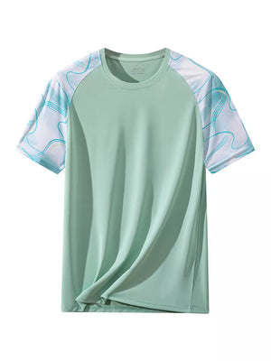 Men's Plus Size Color Block T-shirt in White, front view