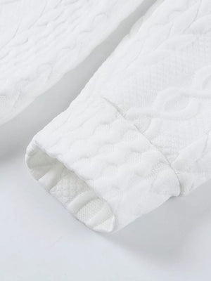 Textured Knit Crewneck Sweatshirt in White, editorial view