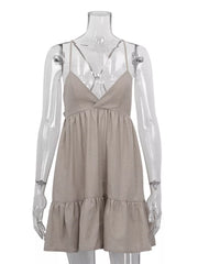 Crisscross Backless Mini Dress With Tied Detail