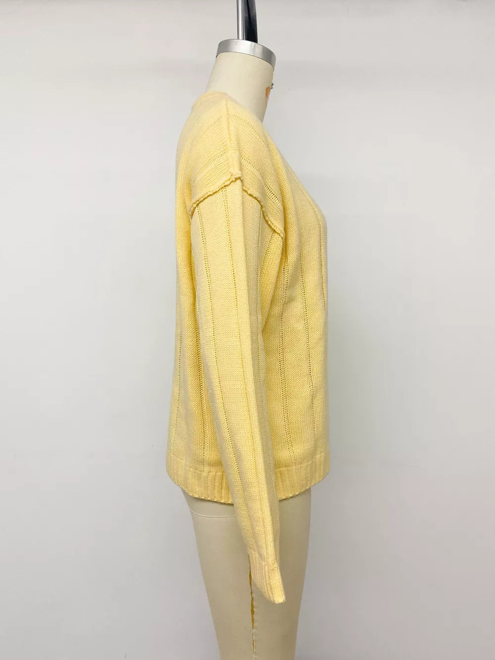 Button Up Dropped Shoulder Cardigan, close-up detail