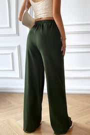 Textured rib wide-leg drawstring trousers in dark blue with a relaxed fit.