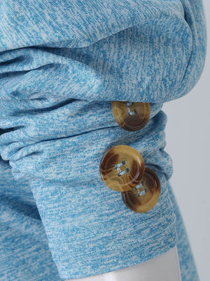 Cerulean dolman top with button cuff detail