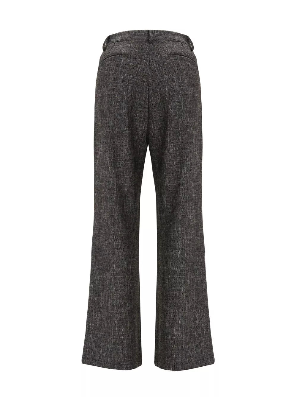 Men's dark gray textured flare sweatpants with button flap pockets.