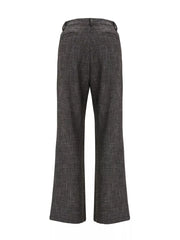 Men's dark gray textured flare sweatpants with button flap pockets.