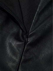 Black vegan leather sleeveless mini dress with zipper detail