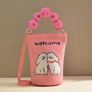 Bucket Crossbody Bag With Beaded Handle, close-up detail