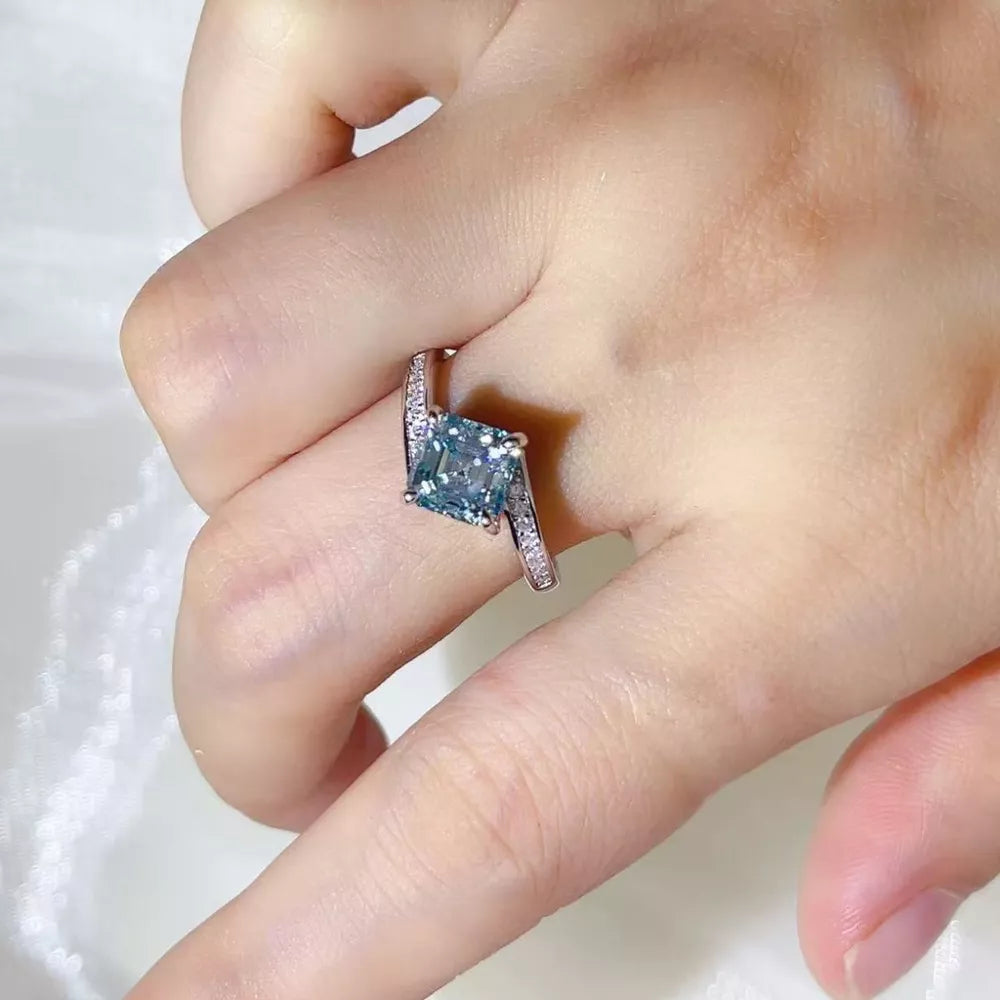 2 Carat Moissanite Sterling Silver Ring, front view