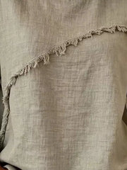 Khaki relaxed-fit shirt with frayed asymmetrical detail