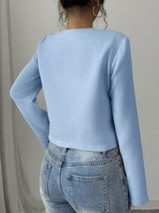 Chic Bow-embellished Cropped Jacket