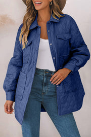 French Blue quilted utility jacket with chest pockets and a collared neckline.