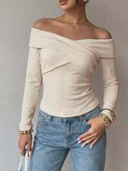 Chic Crisscross Off-shoulder T-shirt