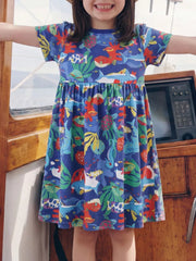 Children's Marine Life Print A-line Dress, front view