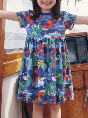 Children's Marine Life Print A-line Dress, front view