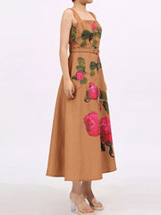 Painterly Floral A-line Midi Dress