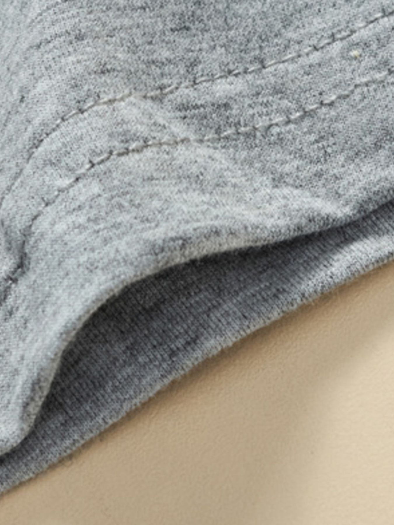 Grey cotton crew neck t-shirt with visible stitching detail