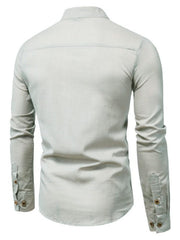 Elegant Mandarin Collar Long Sleeve Shirt