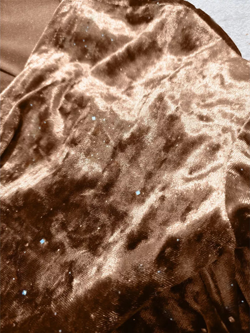 Brown velvet tunic with subtle sparkle detail