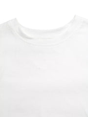White cotton tee with lace embellishment detail at neckline