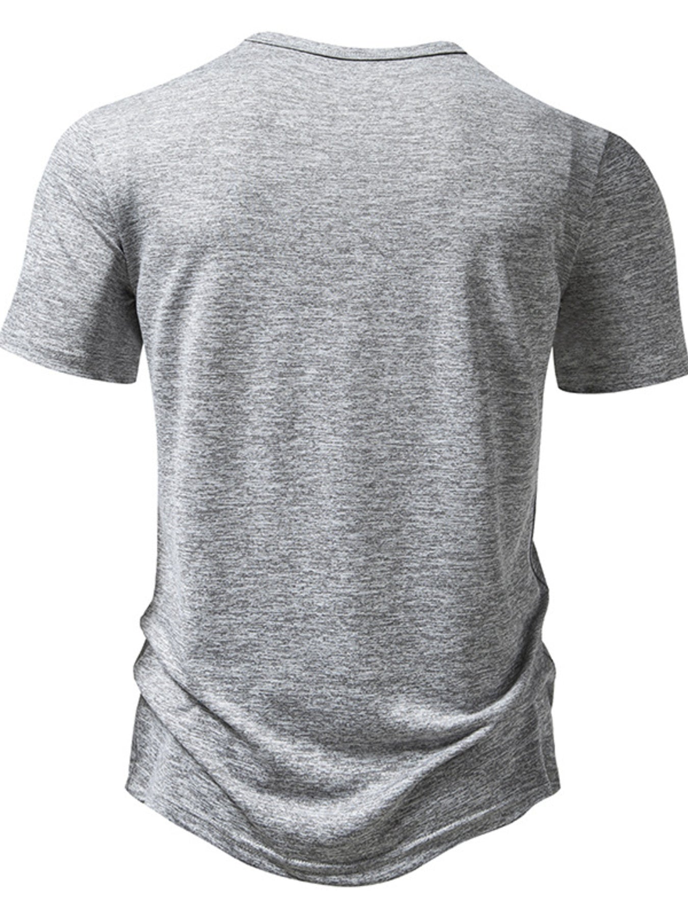 Men's light gray mélange cotton slim fit tee with curved hem