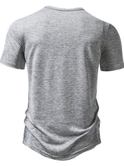 Men's light gray mélange cotton slim fit tee with curved hem