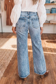 Distressed High-waisted Flare Jeans