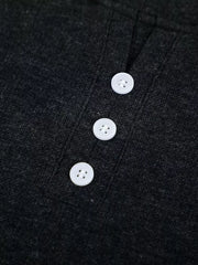 Men's Henley T-shirt With Button Detail in Dark Gray, back view