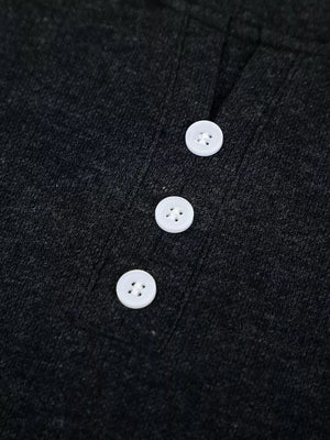 Men's Henley T-shirt With Button Detail in Dark Gray, back view