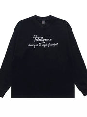Crew-neck Graphic Long-sleeve Top in Royal Blue, model styling view