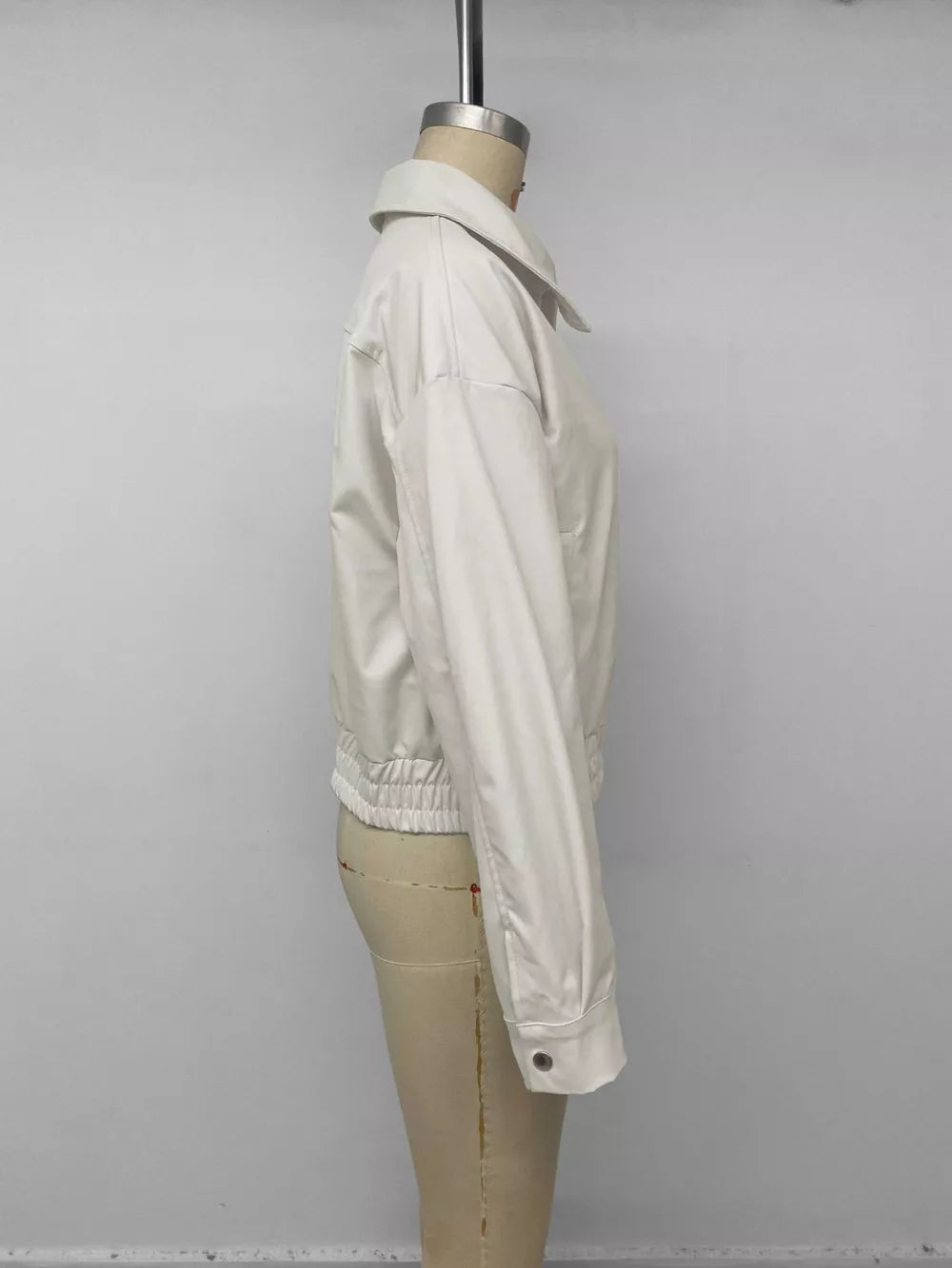 Cropped Faux Leather Jacket in White, alternate angle