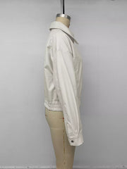 Cropped Faux Leather Jacket in White, alternate angle