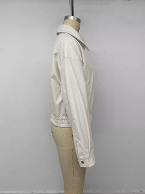 Cropped Faux Leather Jacket in White, alternate angle
