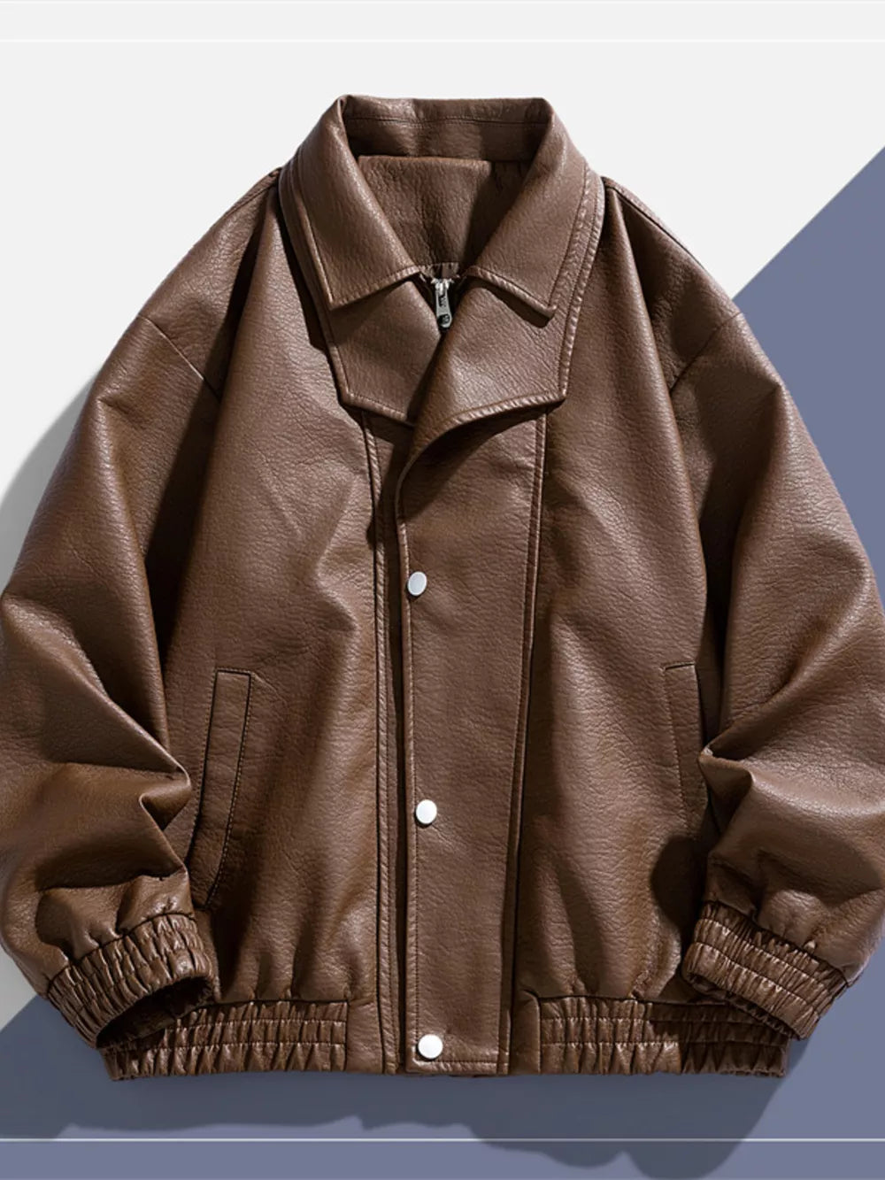 Sleek Faux Leather Bomber Jacket For Him