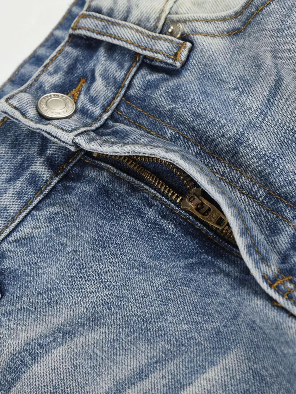 Men S Washed Wide Leg Jeans in Blue, model styling view