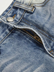 Men S Washed Wide Leg Jeans in Blue, model styling view
