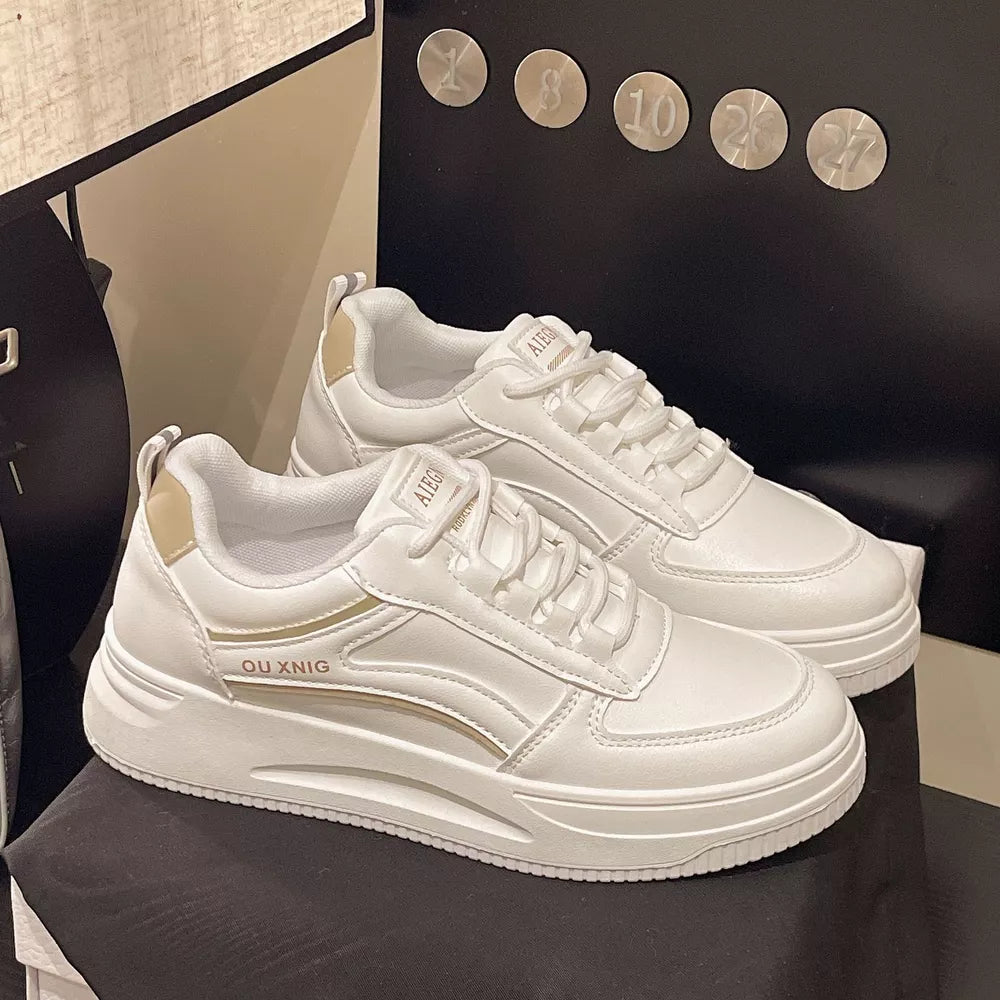 Classic Lace-up Platform Sneakers in Blue, model styling view