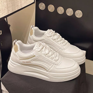 Classic Lace-up Platform Sneakers in Blue, model styling view