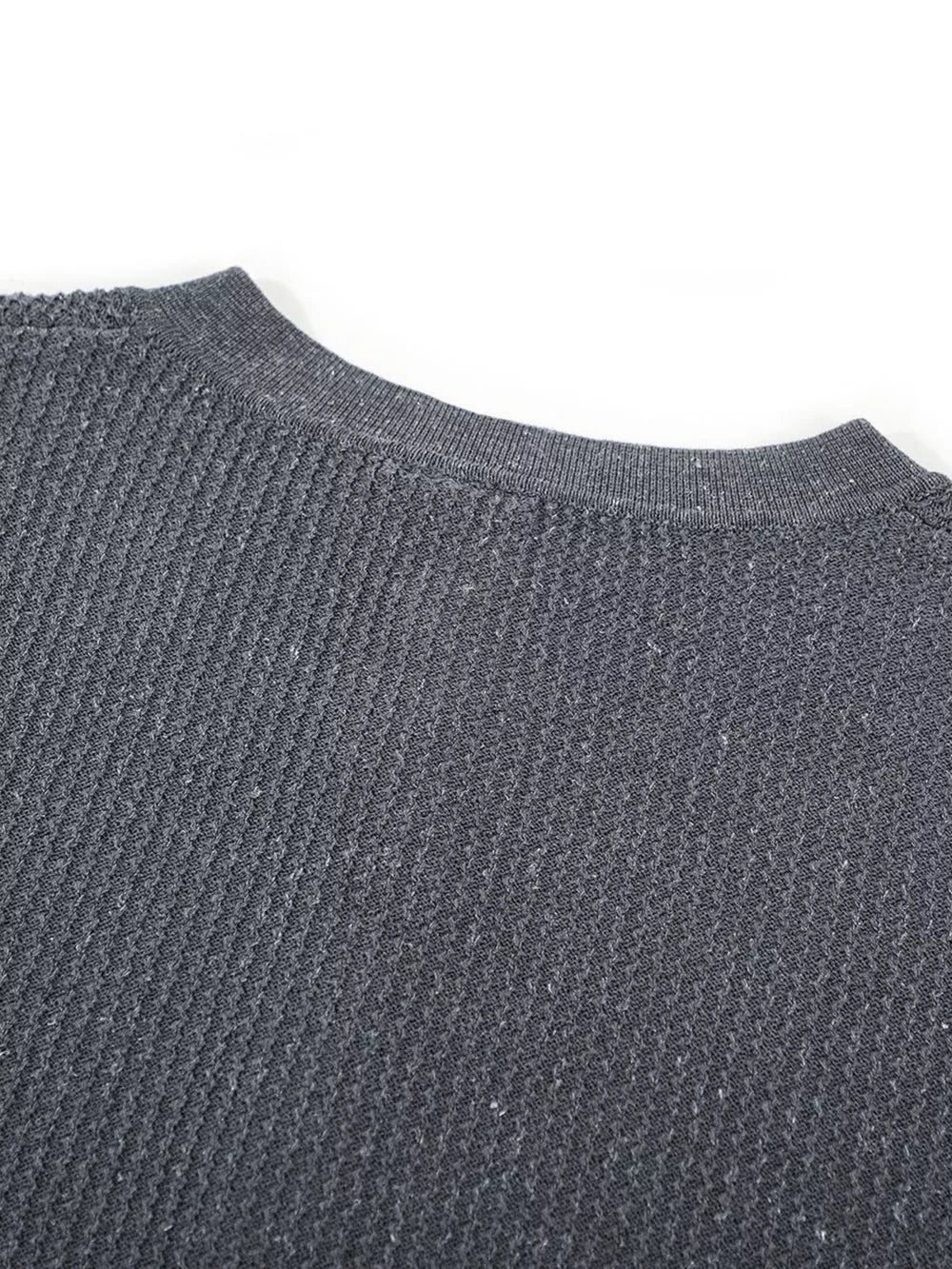 Men's Textured Knit Henley Top in Grey, fabric detail
