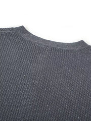 Men's Textured Knit Henley Top in Grey, fabric detail