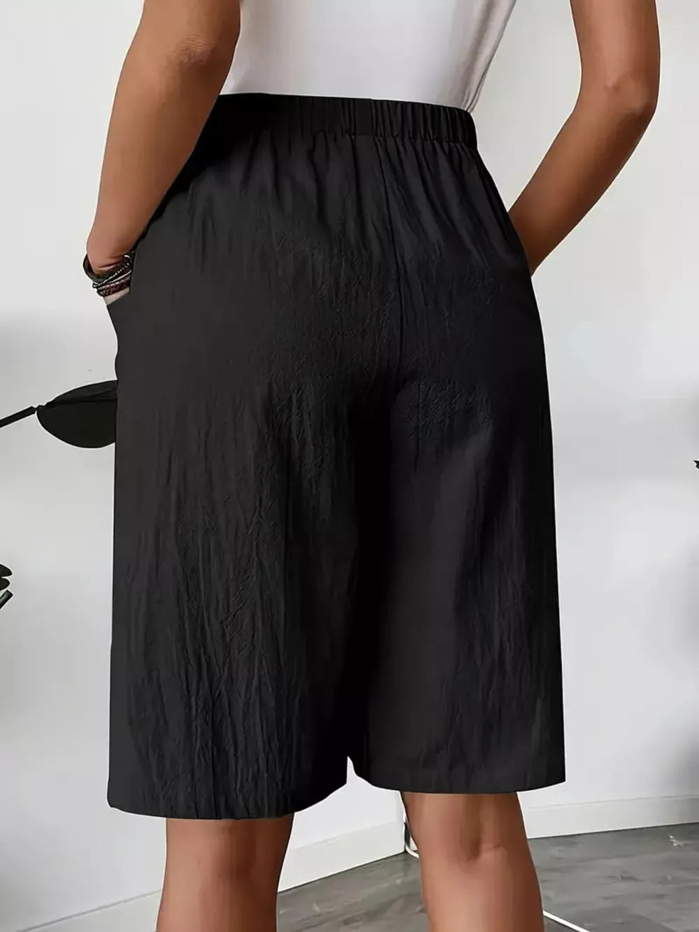Elastic Waist Wrap Skort in Light Gray, editorial view