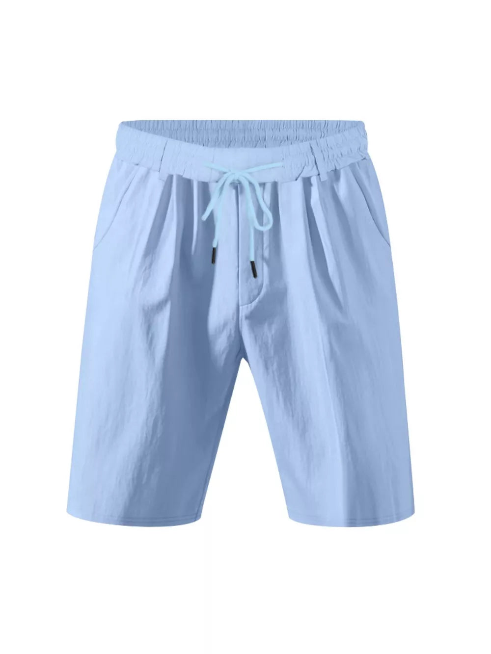 Light blue chino shorts with drawstring waist and pockets