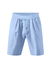 Light blue chino shorts with drawstring waist and pockets