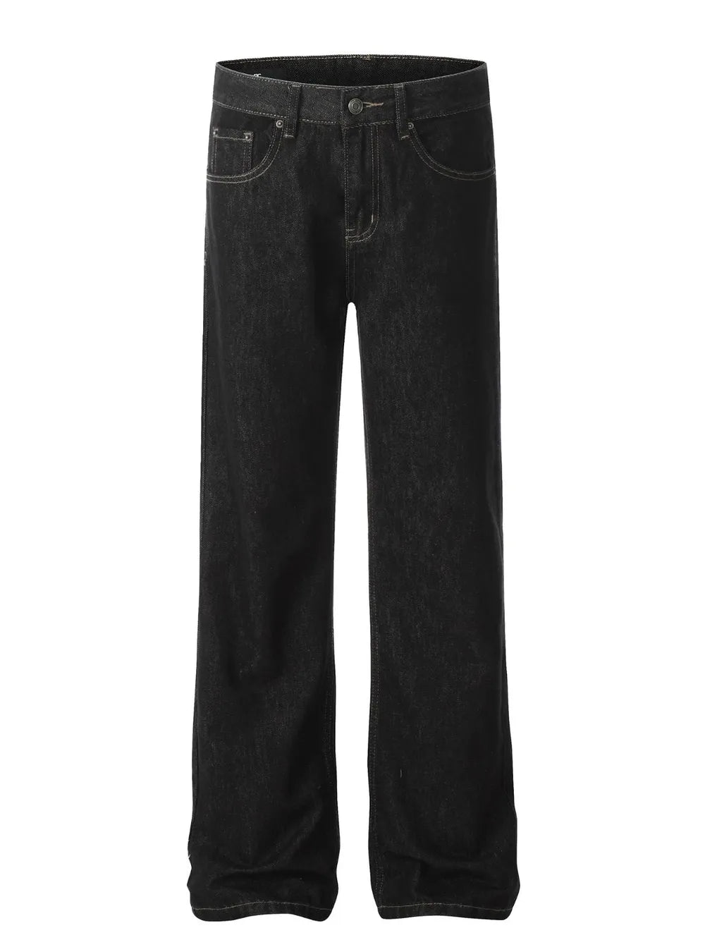 Dark wash denim jeans for men with a straight leg and classic pocket details.