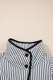 Striped Quilted Vest Coat in Black, product detail