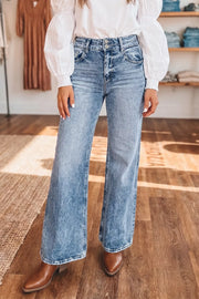 Distressed High-waisted Flare Jeans