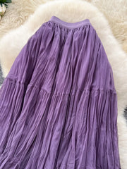 Purple tiered tulle skirt with lining and elastic waistband