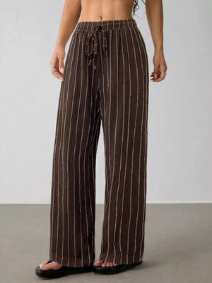 Striped Wide-leg Drawstring Pants, view 14
