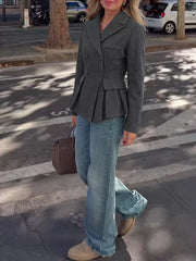 Tailored Peplum Blazer With Notched Lapels