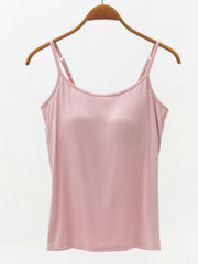 Dusty Pink cami with built-in support and adjustable straps.