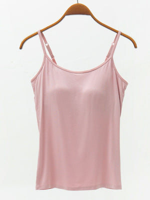 Dusty Pink cami with built-in support and adjustable straps.