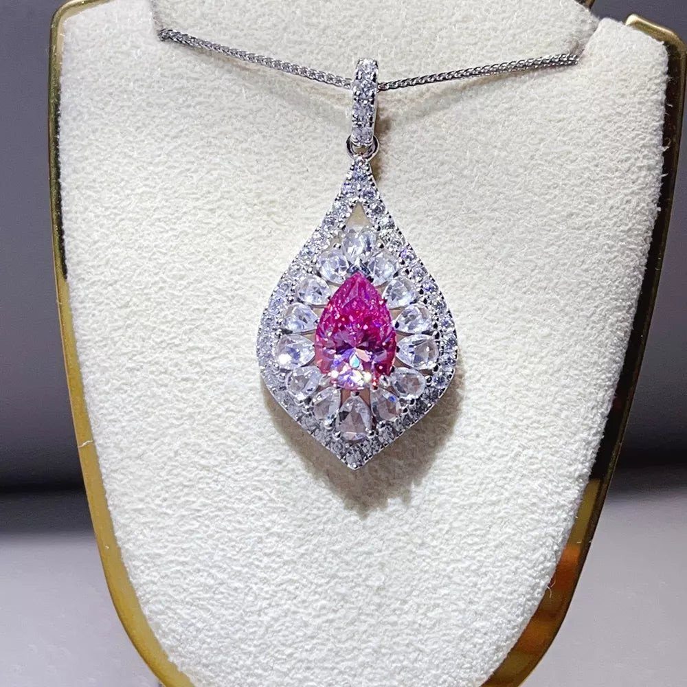 0.5 Carat Sterling Silver Teardrop Moissanite Necklace, fabric detail